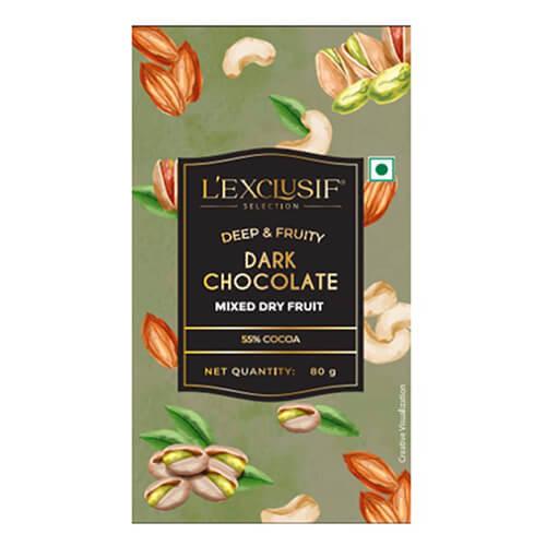 L Exclusif Mixed Fruit Dark Chocolate Bar 80G - The Gift Studio