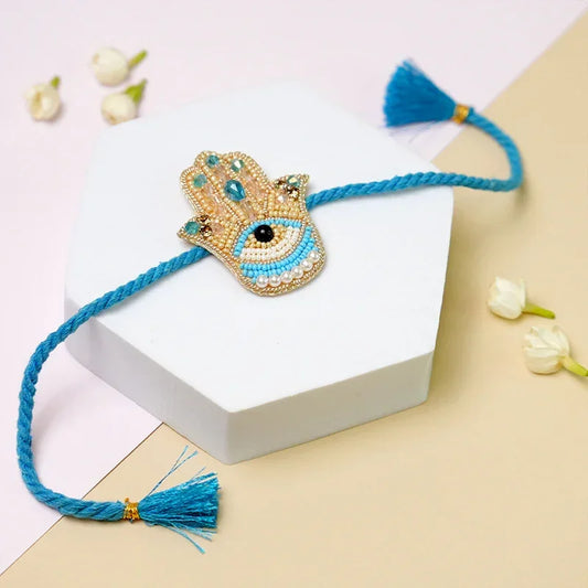 Hamsa Beaded Rakhi - The Gift Studio
