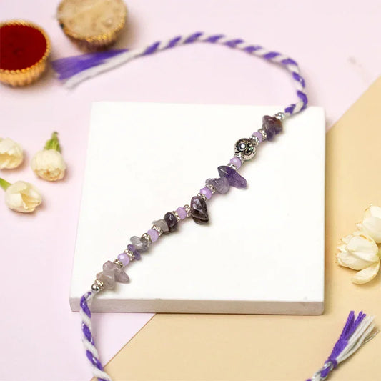 Semi-Precious Amethyst Stone Rakhi - The Gift Studio