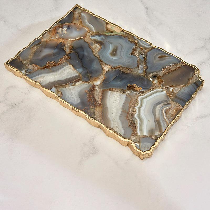 Grey Agate Cheeseboard & Set of 3 Cheese Knives - The Gift Studio