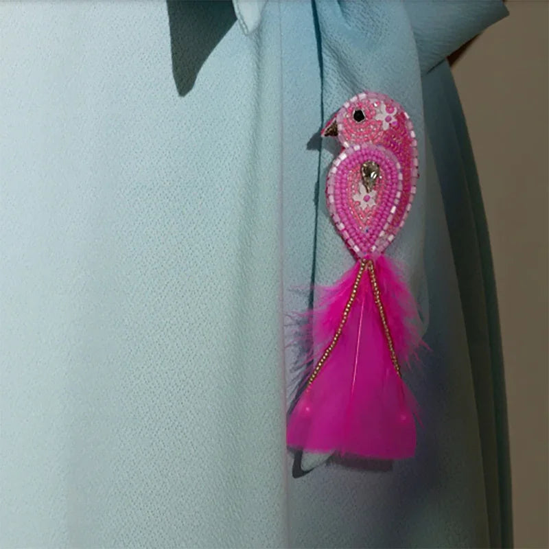 Shimmer Rakhi & Magenta Sparrow Brooch - The Gift Studio
