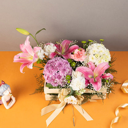 A Beautiful Floral Arrangement in a Tray