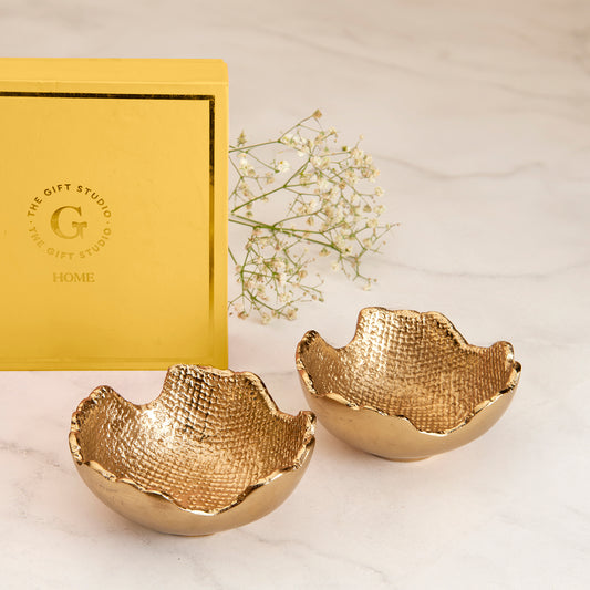 Aria Raw Textured Gold Bowls set of 2