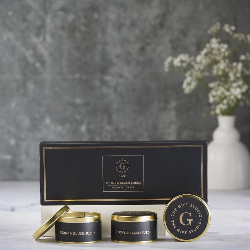 Candles Set of 3 Peony & Blush Suede - The Gift Studio