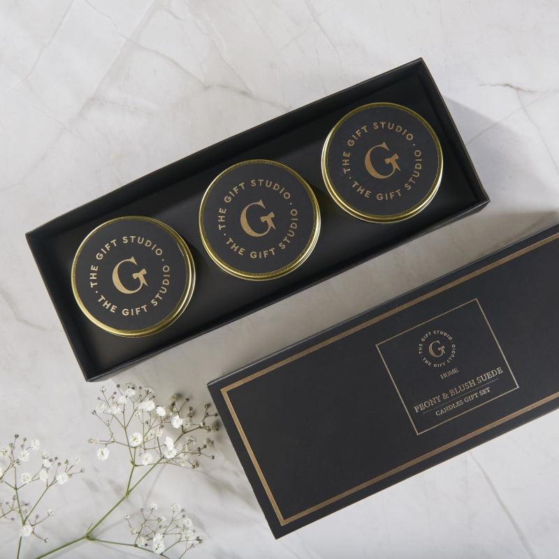 Candles Set of 3 Peony & Blush Suede - The Gift Studio