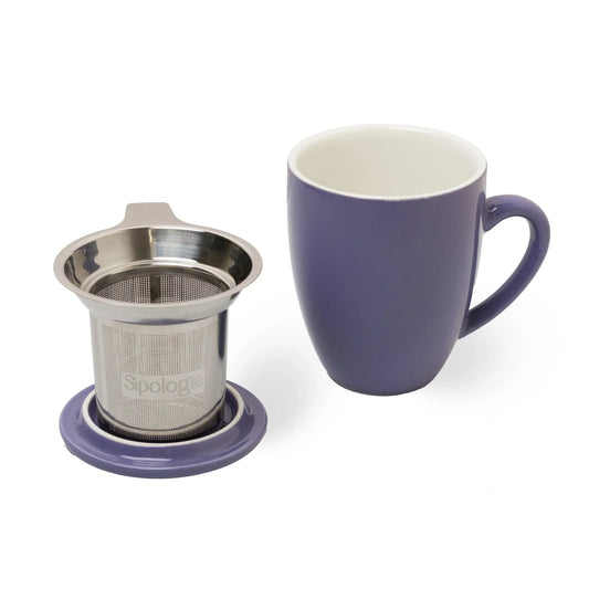Artisan Ceramic Tea Mug with Infuser, Purple - 300ml - The Gift Studio