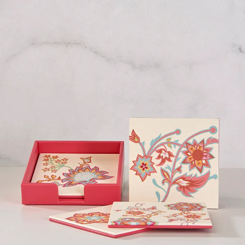 Coaster Faux Leather Bazaar Bloom 4X4In-The Gift Stduio