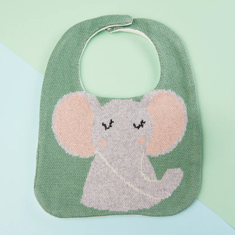 Cotton Knitted Elephant Bib-The Gift Stduio
