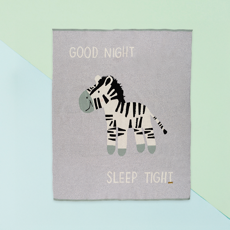 Cotton Knitted Zebra Blanket
