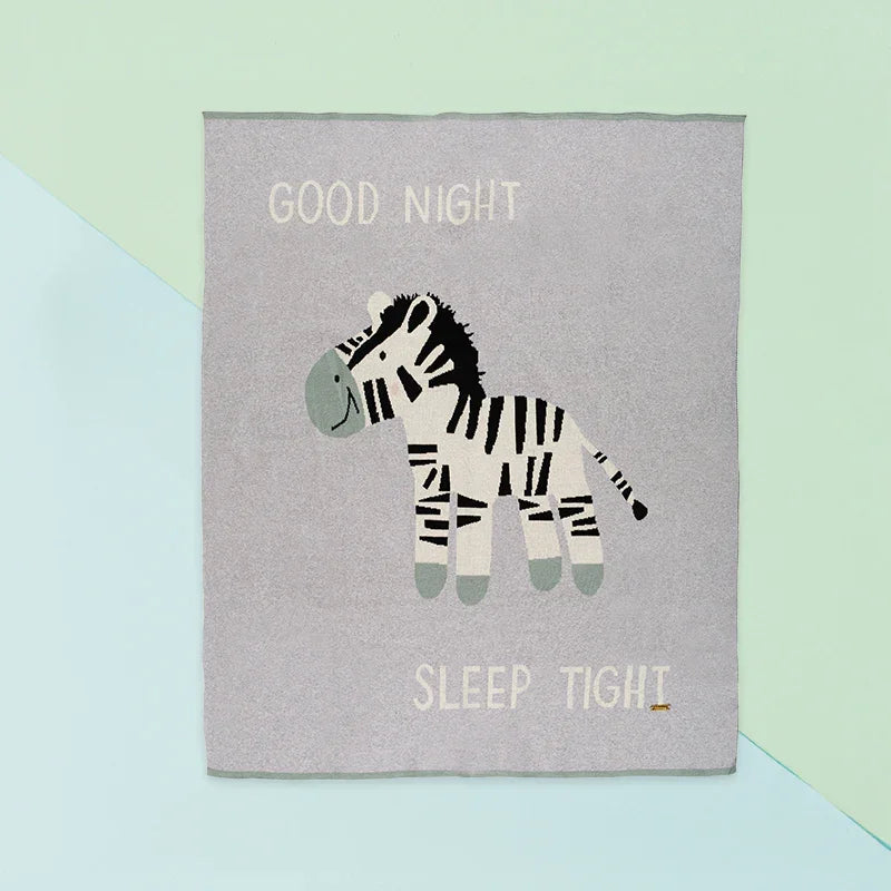 Cotton Knitted Zebra Blanket