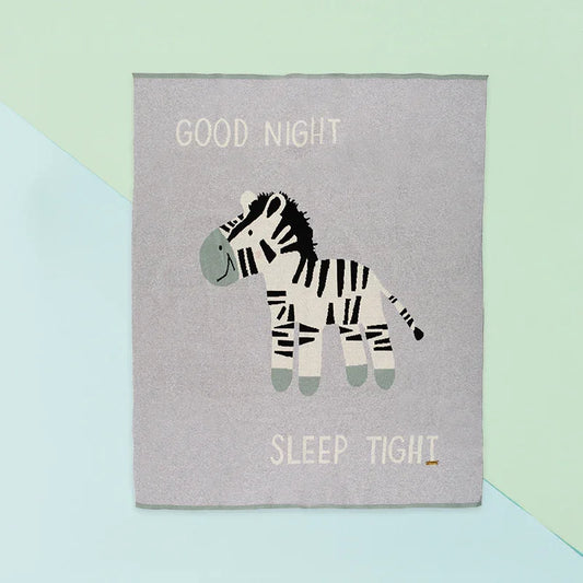 Cotton Knitted Zebra Blanket