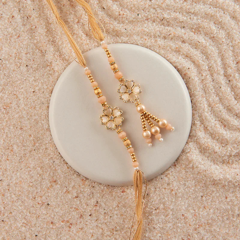 Delicate Floral Bhaiya Bhabhi Rakhi_The Gift Studio