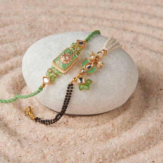 Divine Lotus Meenakari Bhaiya Bhabhi Rakhi_The Gift Studio