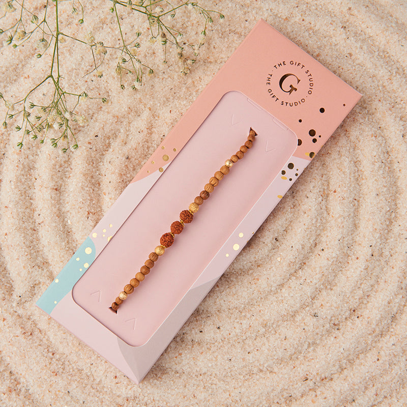 Divine Rudraksha Bracelet Rakhi_The Gift Studio