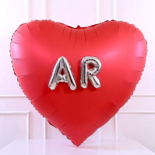Giant Heart Balloon with Name Initials - The Gift Studio