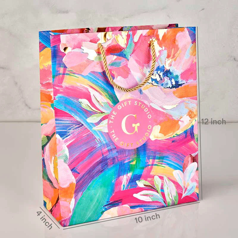 Floral Stroke Gift Bag 10X4X12 Inch_The Gift Studio