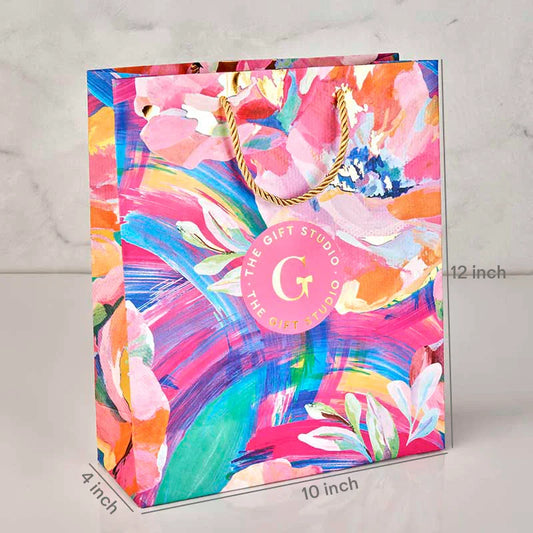 Floral Stroke Gift Bag 10X4X12 Inch_The Gift Studio
