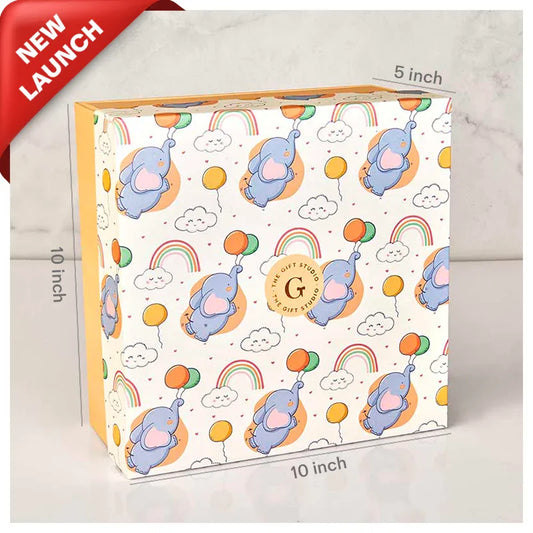 Flying Elephant Small Gift Box 10X10X4 Inch_The Gift Studio