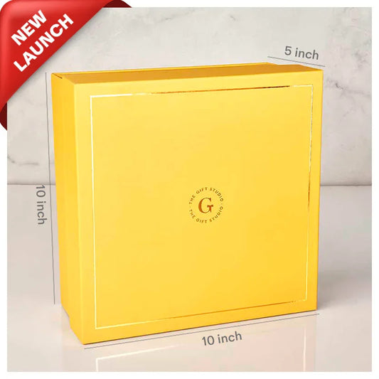 Yellow Small Gift Box 10X10X5 Inch_The Gift Studio