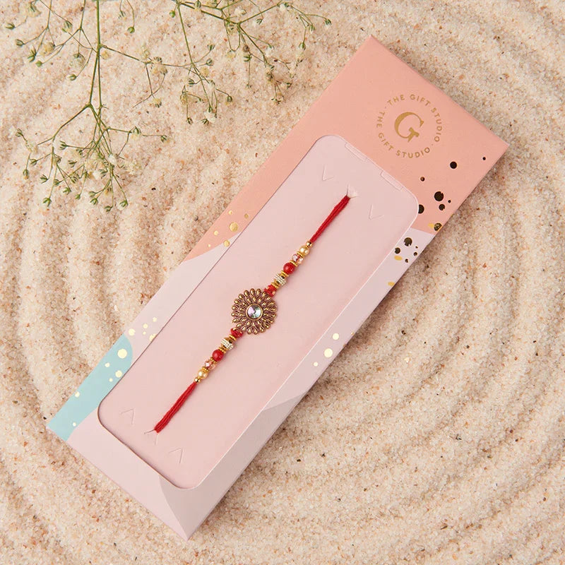 Golden Flower Rakhi_The Gift Studio
