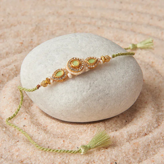 Green Meenakari Rakhi_The Gift Studio