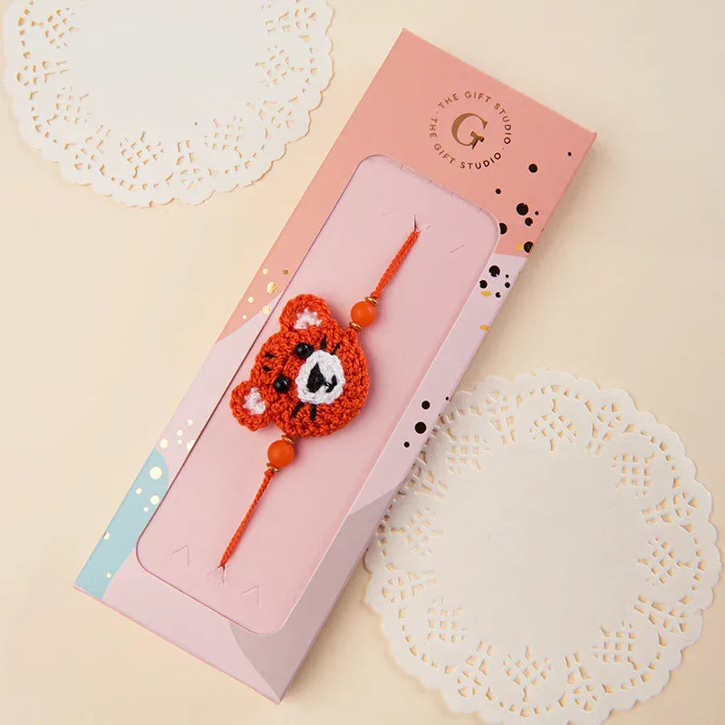 Handmade Crochet Tiger Rakhi for Kids_The Gift Studio