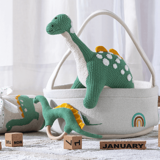 Knitted Dino Basket Gift Set - The Gift Studio