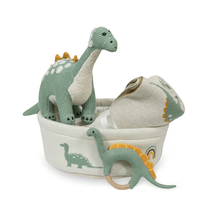Knitted Dino Basket Gift Set - The Gift Studio