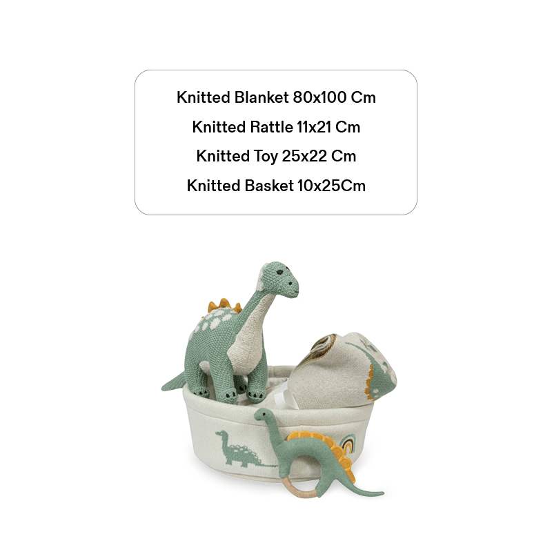 Knitted Dino Basket Gift Set - The Gift Studio