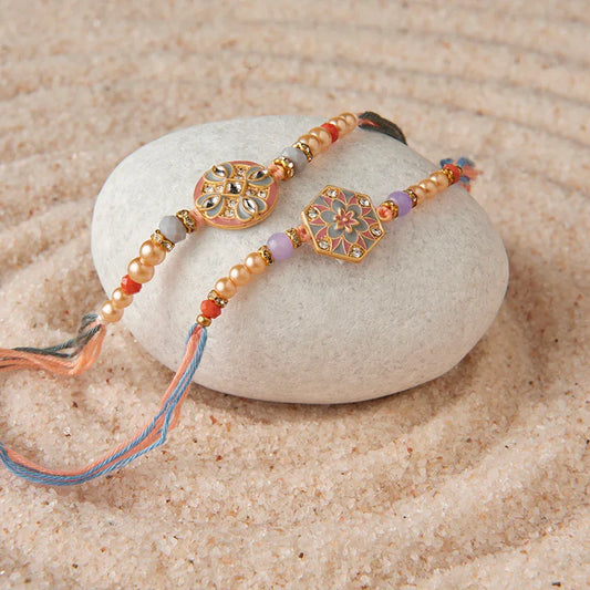 Meenakari Grace Rakhi Set of 2_The Gift Studio
