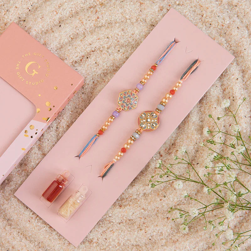 Meenakari Grace Rakhi Set of 2_The Gift Studio