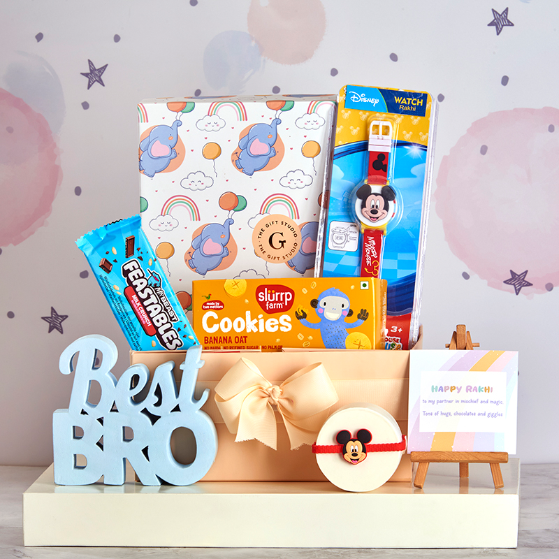 Mickey & Munchies Rakhi Hamper for Brother_The Gift Studio