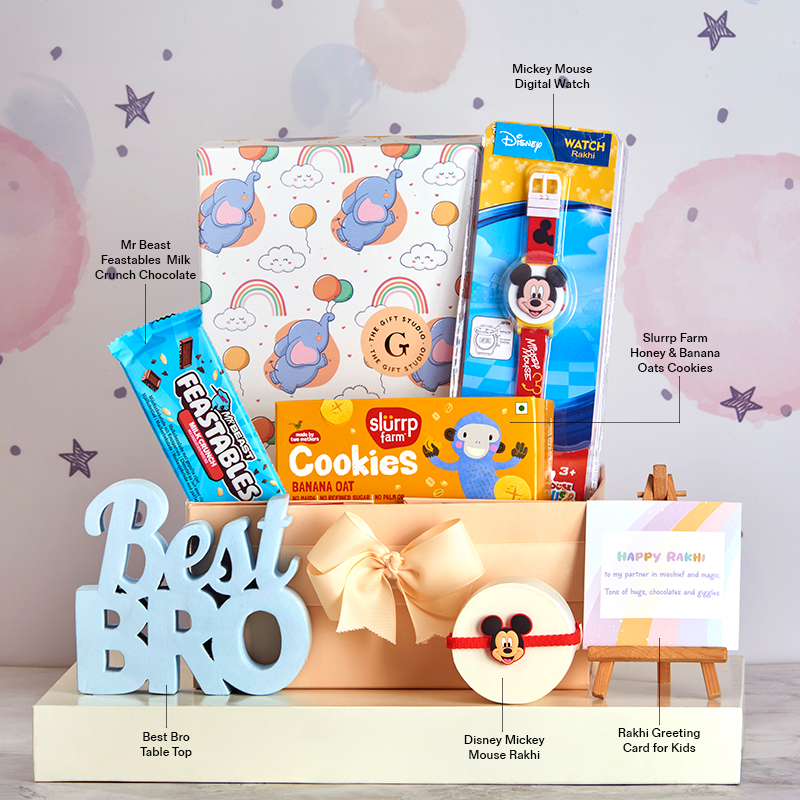 Mickey & Munchies Rakhi Hamper for Brother_The Gift Studio