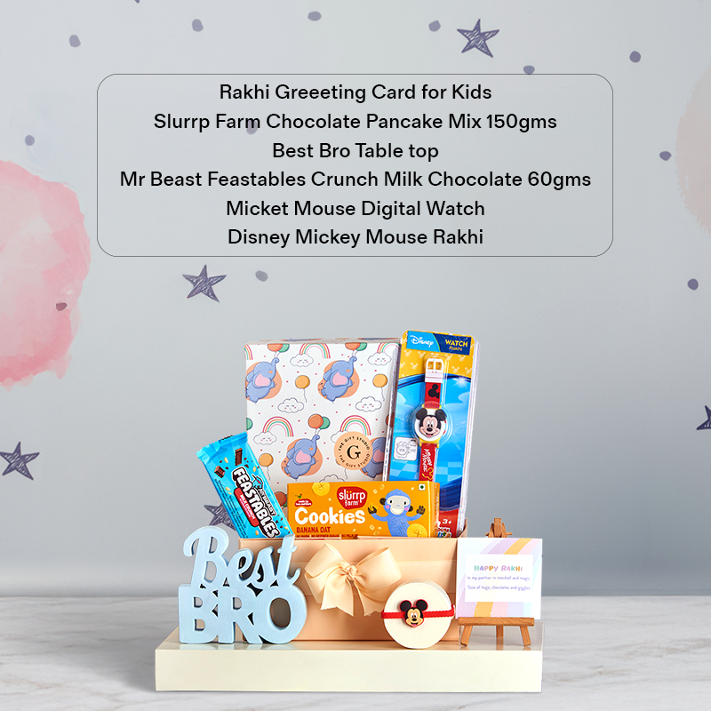 Mickey & Munchies Rakhi Hamper for Brother_The Gift Studio