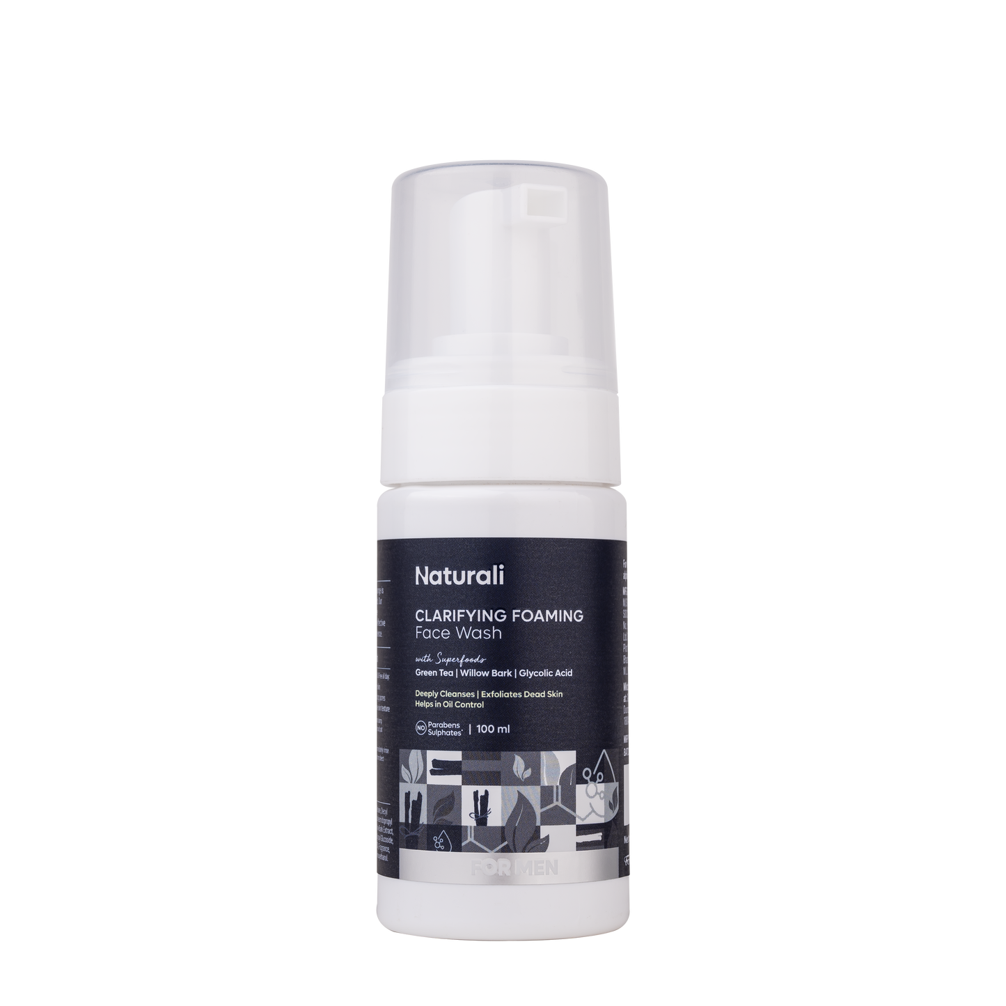 Naturali Clarifying Foaming Face Wash For Men With Green Tea, Willow Bark & Glycolic Acid