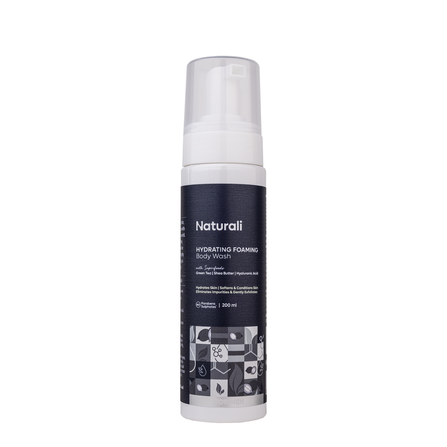 Naturali Hydrating Foaming Body Wash For Men With Green Tea, Shea Butter & Hyaluronic Acid