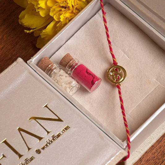 Om 925 Sliver Sterling Gold Platted Rakhi