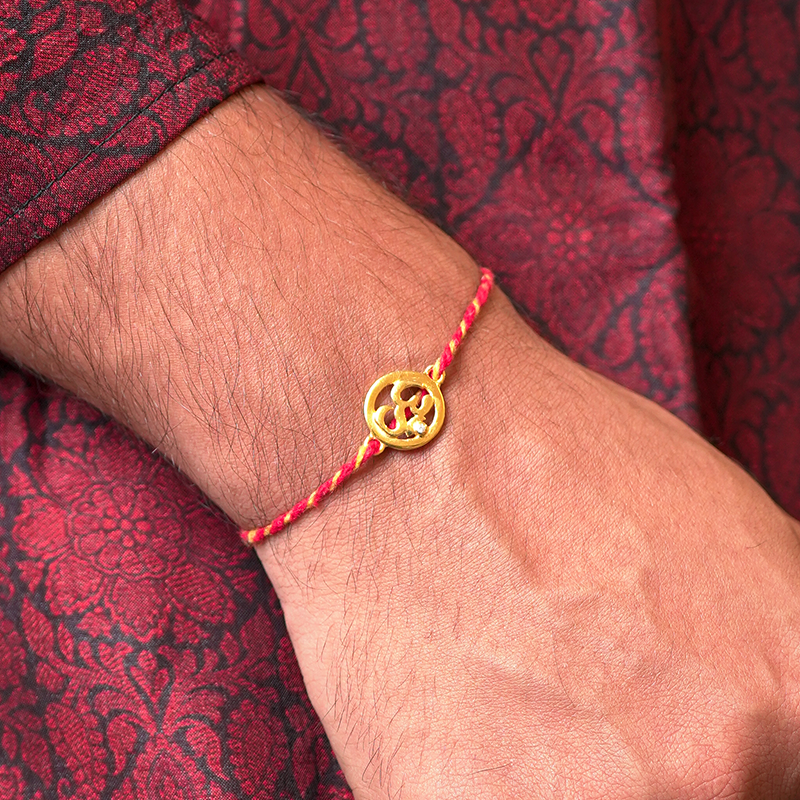 Om 925 Sliver Sterling Gold Platted Rakhi