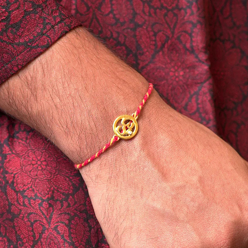 Om 925 Sliver Sterling Gold Platted Rakhi