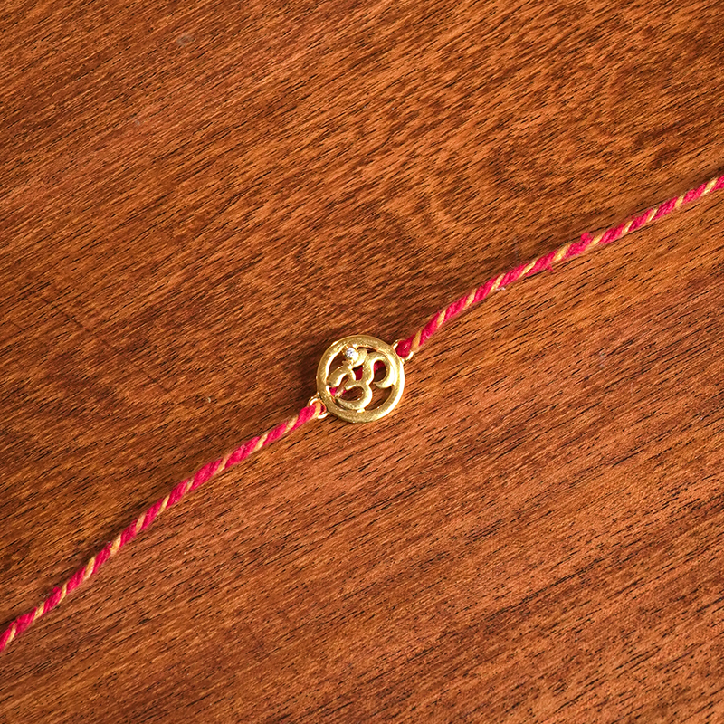 Om 925 Sliver Sterling Gold Platted Rakhi