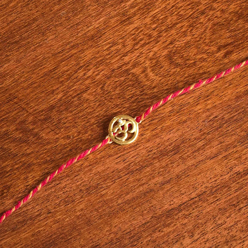 Om 925 Sliver Sterling Gold Platted Rakhi