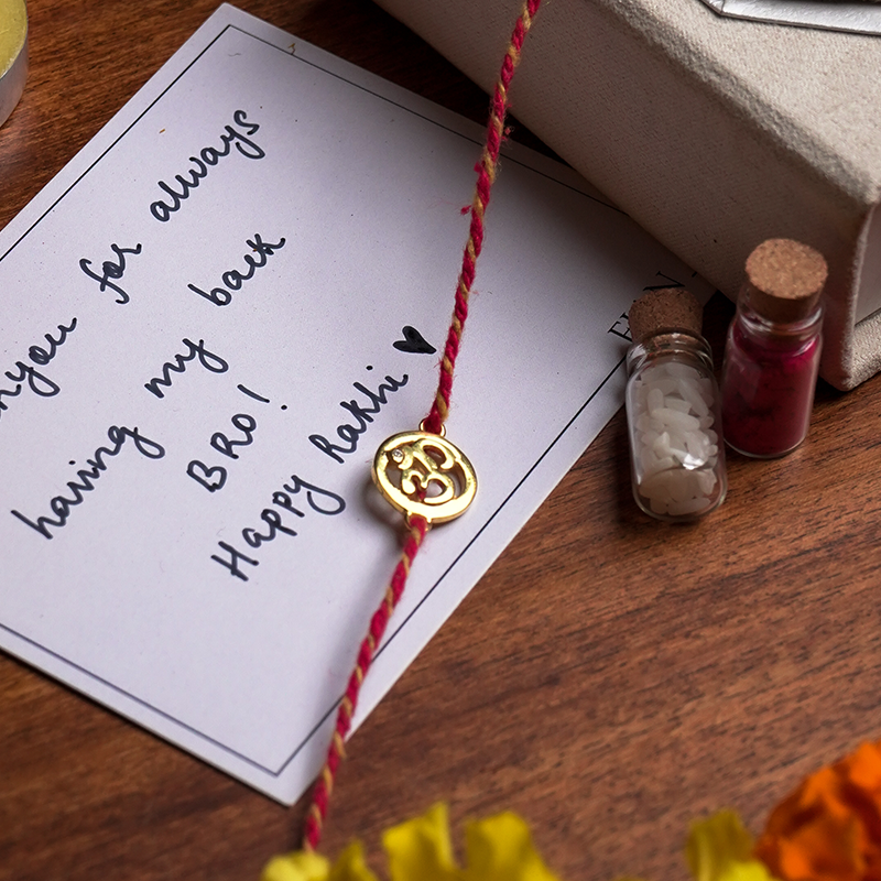Om 925 Sliver Sterling Gold Platted Rakhi