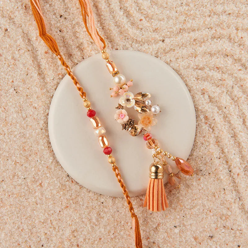 Pastel Petals Bhaiya Bhabhi Rakhi Set_The Gift Studio