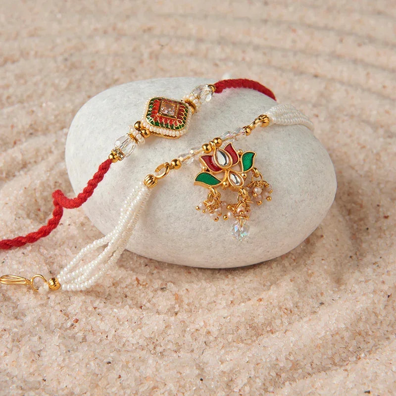 Royal Bloom Meenakari Bhaiya Bhabhi Rakhi_The Gift Studio
