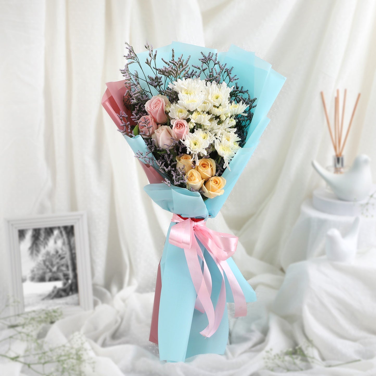 Sky Touch – Elegant Floral Ensemble