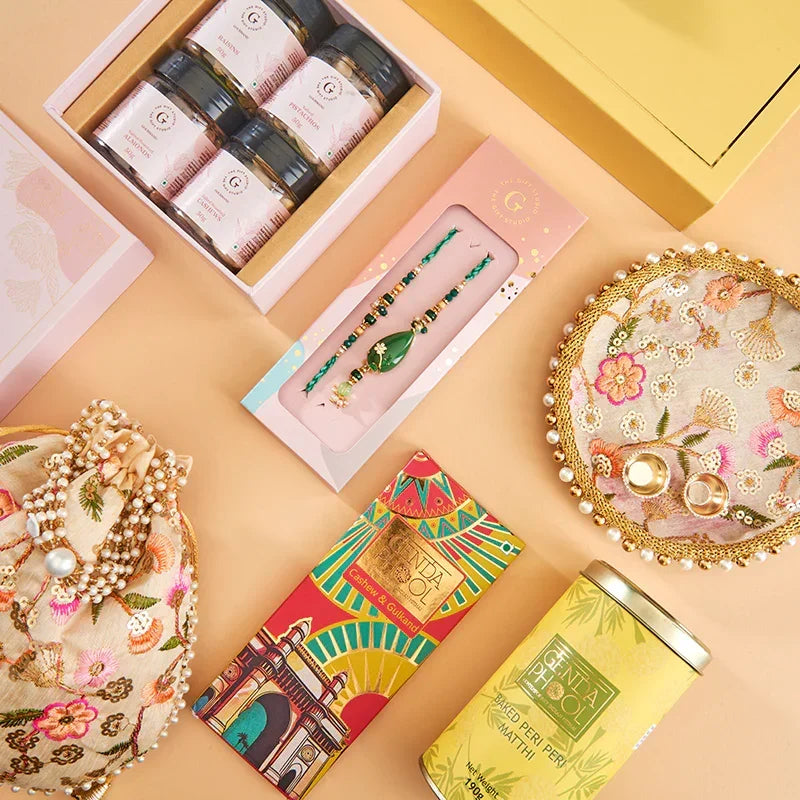 Sweet Ties Bhaiya Bhabhi Rakhi Hamper-The Gift Stduio