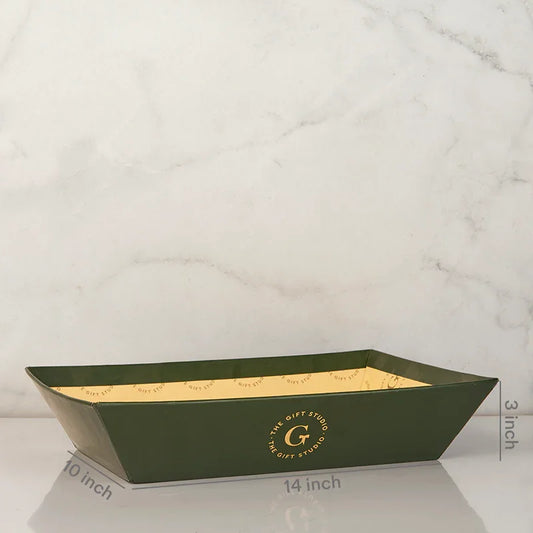 Large Olive Green Tray 14X10X3 Inch_The Gift Studio