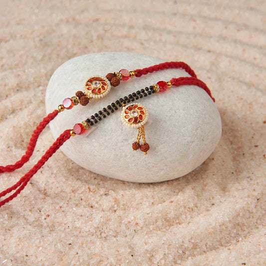 Traditional Meenakari Bhaiya Bhabhi Rakhi_The Gift Studio