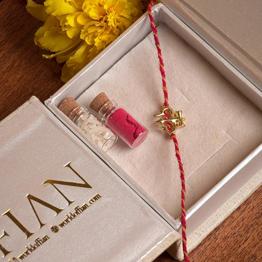 Trishul 925 Sliver Sterling Gold Platted Rakhi