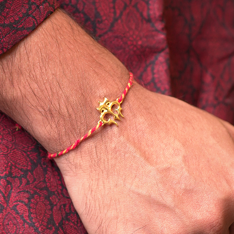 Trishul 925 Sliver Sterling Gold Platted Rakhi
